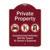 Signmission Designer Series-Private Property Unauthorized Vehicles Towed No Cars, 24" x 18", BU-1824-9914 A-DES-BU-1824-9914